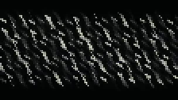 Résumé noir et blanc bruit de télévision ou effet de pépin, boucle transparente. Motion. Modèle pixellisé monochrome avec des particules ondulantes. — Video