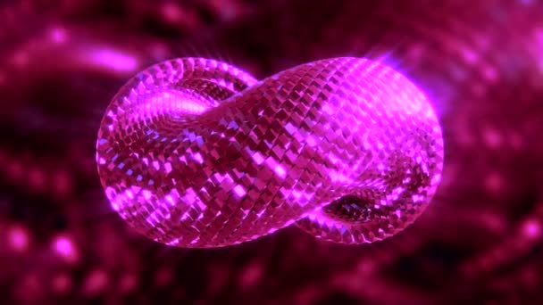 Shiny looped spiral. Motion. Bright shiny spiral moves slowly on blurry repeating background. Beautiful stylish animation of shiny 3d spiral — Stock Video