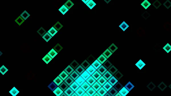 Dance game of magic music party neon squares on a black background. Motion. Visualization of the dance floor at the night club. — Stock Photo, Image