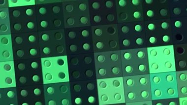 Tekrarlayan geometrik elementlerle soyut yüzey. Hareket. Kareler ve simetrik çemberlerle parlayan yüzey, kusursuz döngü.