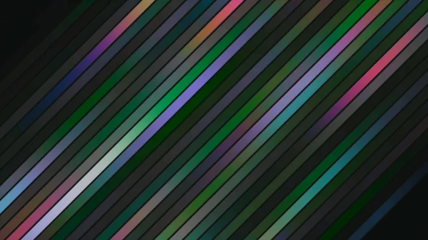Le strisce diagonali variopinte brillano su sfondo nero. Mozione. Le linee multicolori lucenti brillano magnificamente. Sfarfallio olografico multicolore delle linee diagonali — Foto Stock