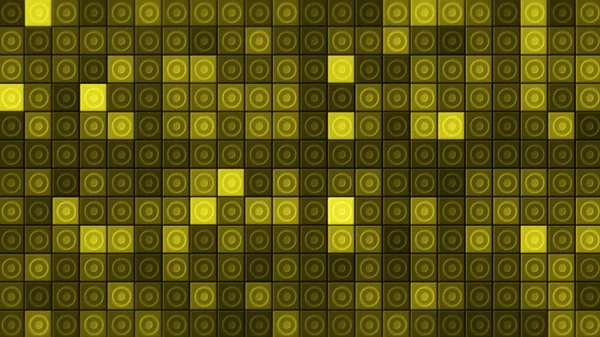 Ιστορικό των τετραγώνων αναβοσβήνει χρυσά χρώματα. Κίνηση. Όμορφο φωτεινό φόντο με κίτρινα τετράγωνα αναβοσβήνει. Ψηφιδωτό φόντο των αναλαμπών πλατειών — Φωτογραφία Αρχείου