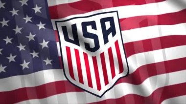 Amerikan kadın milli futbol takımı yıldız ve çizgili bayrak sallıyor. Hareket. Spor anlayışı. Sadece yazı işleri için..