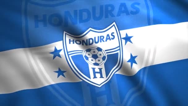 Abstract Nationale Autonome Federatie van Voetbal van Honduras vlag doek bewegingen. Beweging. Honduras loopable vlag met zeer gedetailleerde stof textuur. Uitsluitend voor redactioneel gebruik. — Stockvideo