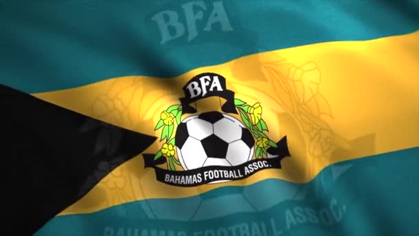 Abstrakt Bahamas Fotboll Association flagga tyg rörelser. Rörelse. Bahamas loopable flagga med mycket detaljerad textur. Endast för redaktionellt bruk. — Stockvideo