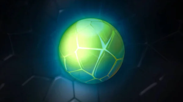 ลูกบอลหมุนเรืองแสงบนพื้นหลังที่มืดมิดด้วยรูปแบบการเคลื่อนไหว การเคลื่อนไหว ลูกบอลสีเต้นและหมุนด้วยรูปแบบที่สวยงาม เปลี่ยนรูปแบบในรูปแบบของฟองสบู่บนลูกบอลและพื้นหลัง — ภาพถ่ายสต็อก