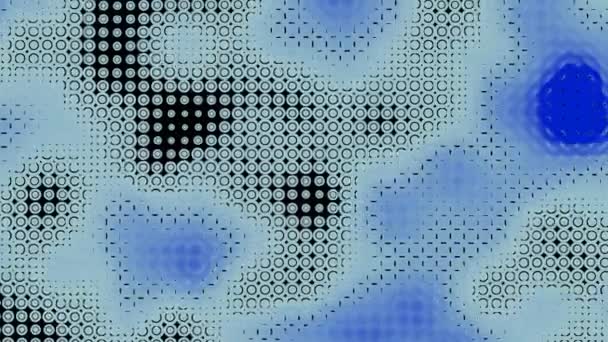 Tekstura poszerzających się i zwężających się okręgów tworzących niebieskie i czarne plamy, bezszwowa pętla. Projektowanie. Pływające niebieskie chmury cyfrowe. — Wideo stockowe