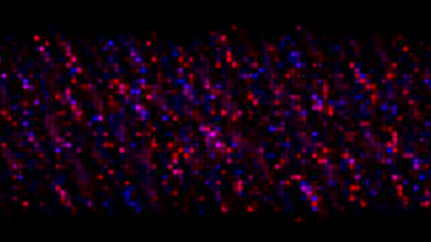 Abstrakt blå och rosa pixelated bakgrund med effekten av tv-brus. Rörelse. Skimrande mönster av färgglada partiklar, sömlös loop. — Stockvideo