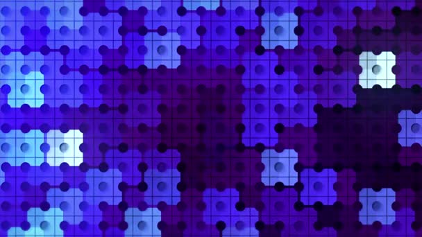 Abstract knipperen puzzel tegels achtergrond op zoek naar een geschikt paar. Beweging. Blauwe knipperende puzzels textuur, naadloze lus. — Stockvideo