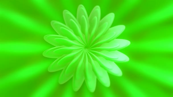 Des images abstraites. Motion. spirales vert clair et orange comme une petite fleur descend et monte. — Video