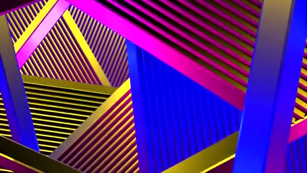 Abstrakcja. Ruch .Opalizujące wielokolorowe trójkąty, które tworzą różne kolory od różowego do niebieskiego — Wideo stockowe