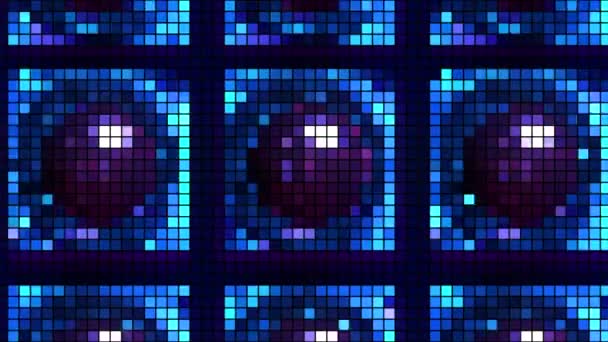 Animation de l'image pixel dans un style rétro. Motion. Animation lumineuse avec l'image de beaucoup de boules dans les cellules sous forme de pixels. Image d'animation pixel ou mosaïque pour jeu rétro — Video