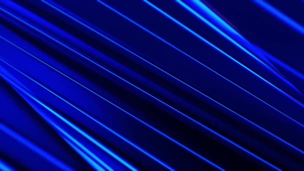 Vedere laterală a tubului de filare lent abstract cu suprafața exterioară formată din planuri lungi albastre. Mişcare. Mecanism monocrom de filare, buclă fără sudură. — Videoclip de stoc