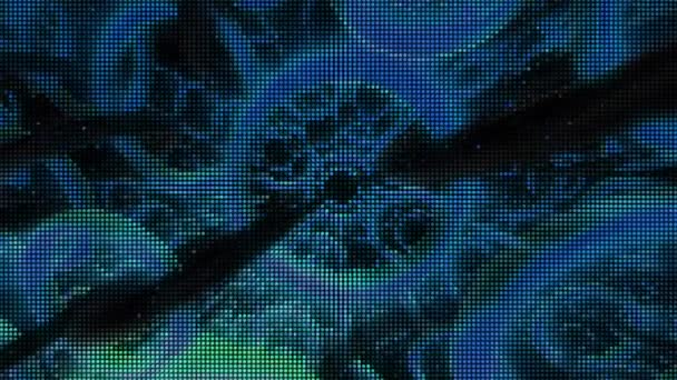 Pozadí. Pohyb. Modrá mozaika abstrakce se pohybuje ve 3D módu, stoupá a klesá v půlkruzích. — Stock video
