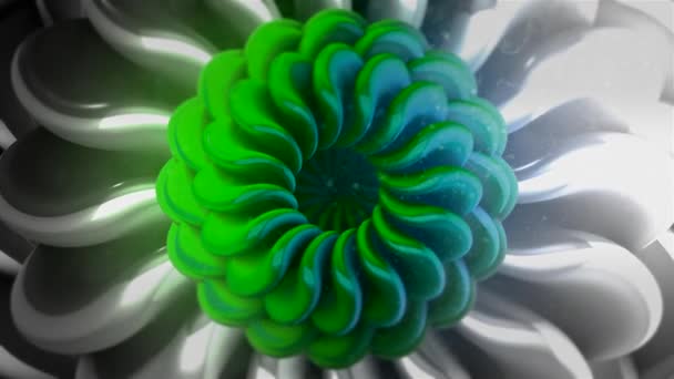 Animation psychédélique avec motif floral. Motion. Modèle 3D de pétales mobiles de fleur abstraite. Motif floral avec de nombreux pétales changeants — Video