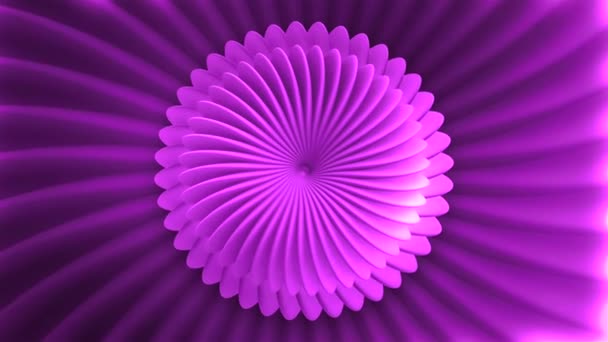 Moving hypnotic flower-shaped pattern. Motion. Beautiful hypnotic animation of pulsating and rotating pattern. Round moving pattern in shape of aster flower — Stock Video