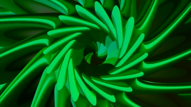 Abstraction. Motion .The bright green spring expands and creates a tunnel like a kaleidoscope — Stock Video