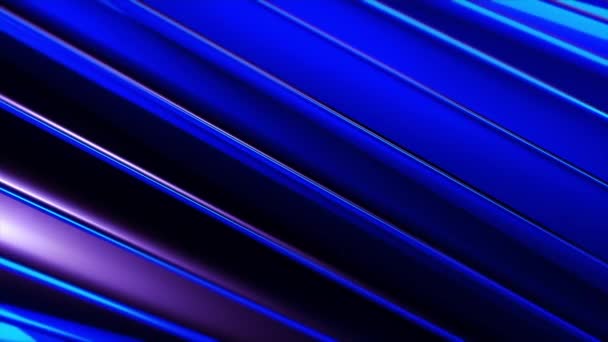 Zijaanzicht van draaiende langzaam abstracte buis met het buitenoppervlak gevormd door blauwe lange vlakken. Beweging. Draaiend monochroom mechanisme, naadloze lus. — Stockvideo