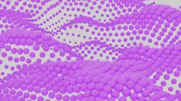 Colored balls move in waves. Design. Game background with flying waves of balls. Balls move in a stream of waves on white background — Stock Video