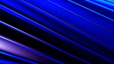 Mavi uzun uçaklar tarafından oluşturulan dış yüzeyi ile yavaşça dönen soyut tüpün yan görüntüsü. Hareket. Dönen monokrom mekanizması, kusursuz döngü.