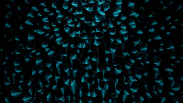 Konvexní otočný povrch na černém pozadí, bezešvé smyčky. Design. Tyrkysové tvary bublin vytvářející spřádání 3D textury. — Stock fotografie