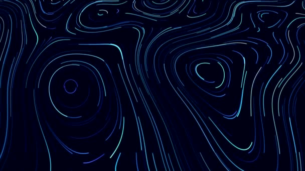 Fond noir. Motion . Des lignes bleues et vertes dessinent le contour et s'étirent comme un labyrinthe . — Video