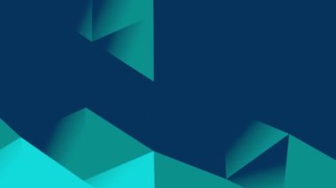 Kaleydoskopik desen, mavi geometri arka planı. Tasarım. Üçgenlere bölünmüş geçiş çizgileri mavi ve turkuaz ışıklı düz yüzey haline gelir..