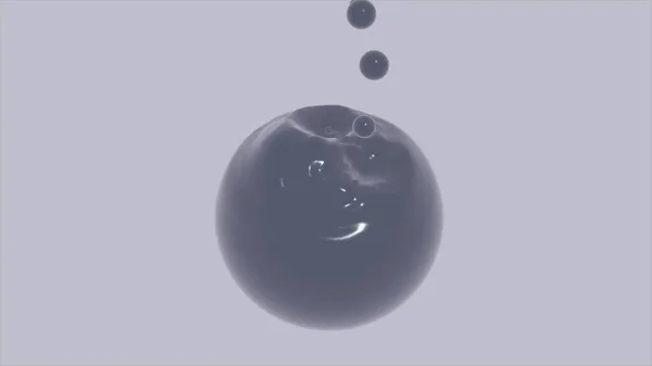 水滴落在液体球的表面.设计。灰滴落在液晶球上.液滴落在表面的液体球的结构 — 图库照片