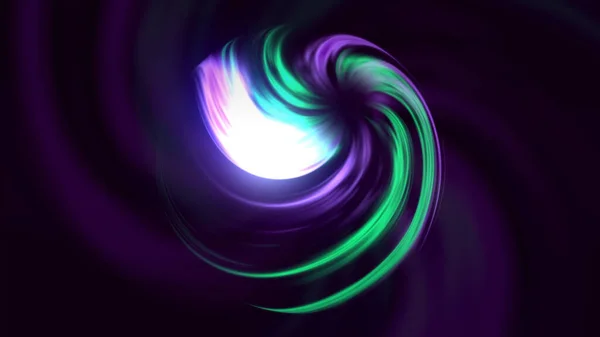 Espiral en movimiento en forma de bola sobre fondo oscuro. Moción. Bola mágica con espiral giratoria de colores. Bola brillante con espiral infinita en movimiento — Foto de Stock