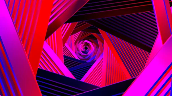 Tunnel spirale coloré abstrait avec effet hypnotique et psychédélique, boucle transparente. Motion. Clignotant lumières contrastées et couleurs d'un couloir rotatif. — Photo