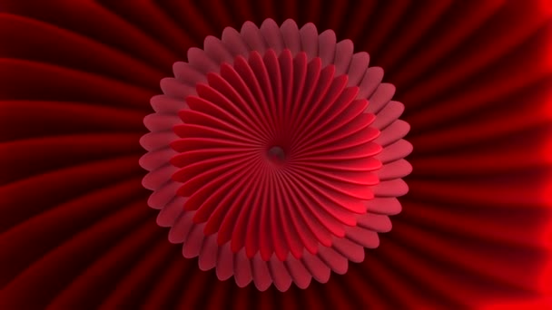 Abstrakte rote Spirale. Hintergrund.Bewegung. Heller Hintergrund mit roten Kreisen mit Ecken, die nach unten und oben gehen — Stockvideo