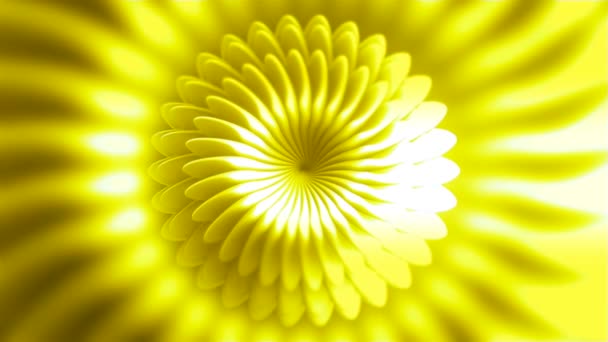 Animation of moving flower pattern with golden color. Motion. Golden floral pattern decreasing and increasing. Beautiful round pattern like aster flower — Stock Video