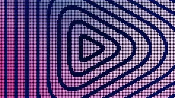 Abstract gradient pink and blue dotted background and silhouettes of triangles. Motion. Play icons creating hypnotic effect. — Stock Video