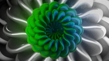 Çiçek desenli psikedelik animasyon. Hareket. Soyut çiçeklerin hareket eden üç boyutlu desenleri. Çiçek deseni ve değişen taç yaprakları.