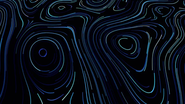 Svart bakgrund. Rörelse. Blå och gröna linjer beskriver konturen och sträcker sig som en labyrint . — Stockfoto