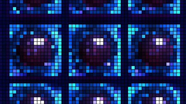 Animazione dell'immagine pixel in stile retrò. Mozione. Animazione luminosa con immagine di molte palle in celle in forma di pixel. Pixel o immagine di animazione mosaico per il gioco retrò — Foto Stock