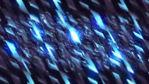 Bakgrund. Rörelse. Ett spel av färg som blinkar ljusa diamanter med blå nyanser och återspeglas. — Stockvideo
