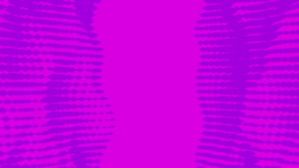 要旨ループ可能な波状ドットの背景。デザイン。ピンクの背景に動き粒子の半透明の回転垂直柱. — ストック動画