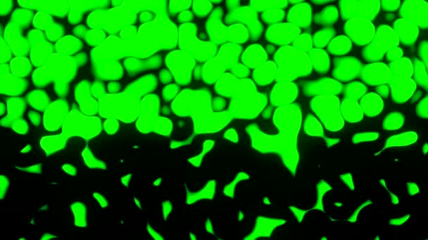 Abstract bright animation of different forms and shapes. Design. Green alien substance being covered by black shadow. — Vídeo de Stock