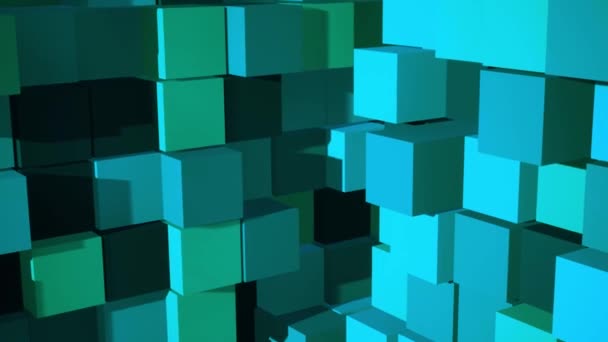 Colored cubes in abstraction. Animation. Colorful little boxes that move in 3D format. — Stockvideo