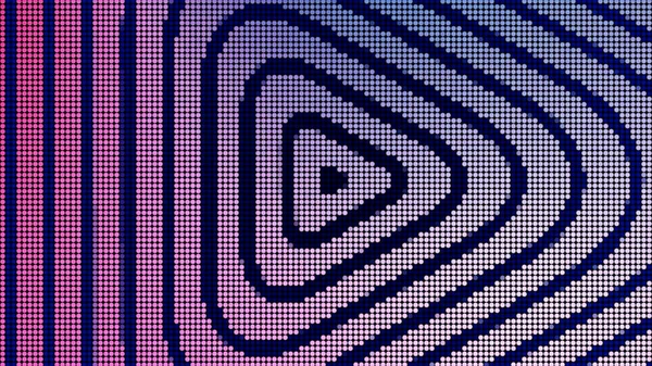 Abstracte gradiënt roze en blauw gestippelde achtergrond en silhouetten van driehoeken. Beweging. Speel pictogrammen maken hypnotiserend effect. — Stockfoto