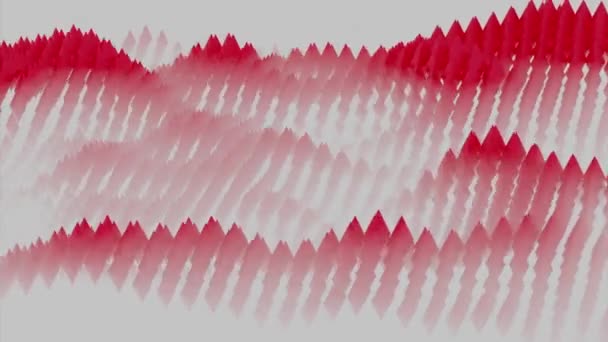 Fehér háttér élénk piros vonalakkal.Tervezés. Egy vörös minta, ami hullámként mozog, növekszik és csökken.. — Stock videók