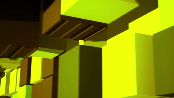 Surface 3D cubique abstraite, fond de jeu rétro. Animation. Blocs aléatoires, concept de jeu de construction vintage. — Video