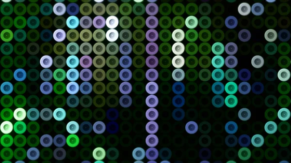 Abstract round shaped buttons flickering backgrounds, seamless loop. Motion. Vertical rows of glowing circles in blinking motion. — Stock Photo, Image