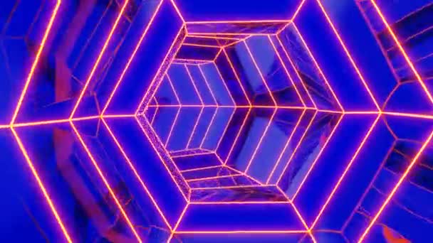 A tunnel in abstraction.Design. tunnel in purple color in 3d format made as a background. — Video Stock