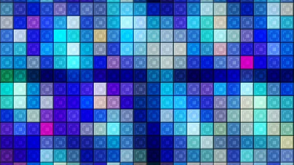 Abstract background of colorful mosaic wall with blinking flat shapes, seamless loop. Motion. Randomly moving surface with rows of squares. - Stock-foto