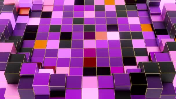 Абстрактний фон з анімацією хвильової мозаїки квадратів. Дизайн. Вплив водяних кілець, розривних кубиків . — стокове відео