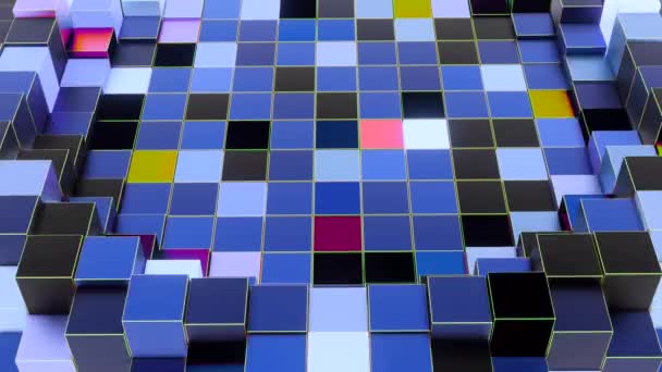 Abstract background with animation of wave mosaic of squares. Design. Effect of water rings, rippling cubes. — Video Stock