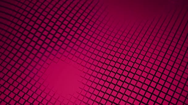 Motion background with moving geometric shapes. Design. Pink texture with moving rows of flat squares with light glare, seamless loop. — Stockvideo