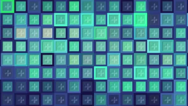 Colorful flashing background of squares with dots. Motion. Retro disco background with flashing squares. Mosaic squares with dots flash colorfully and quickly — 图库视频影像